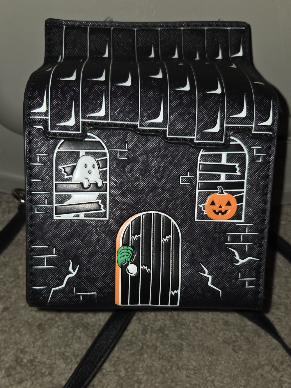 Halloween Haunted House Black Crossbody Bag